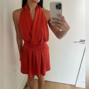 Ramy Brook - Orange Silk Gathered Mini Dress - Size 00